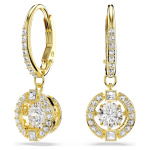 Una Angelic drop earrings Round cut, White, 18K gold finish